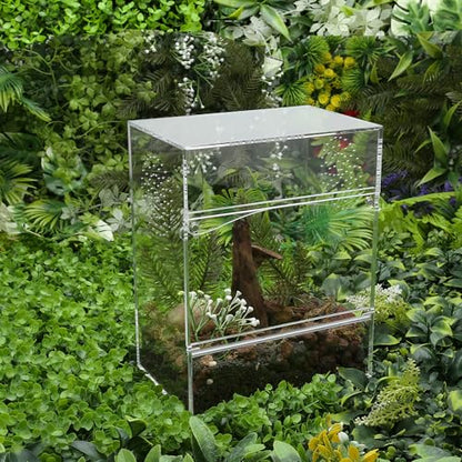 Acrylic Tarantula Enclosure Jumping Spider Enclosure with Front Opening Door 7.8 * 5.3 * 10 Inches Micro Habitat Terrarium for Small Tree Dwelling Reptiles, Spiders & Invertebrates - size: Medium