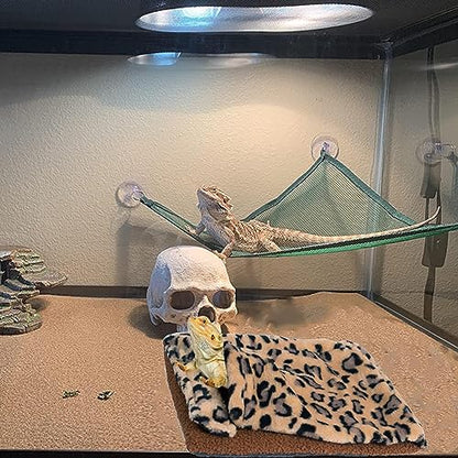 ADOGGYGO Bearded Dragon Bed with Pillow Blanket, Bearded Dragon Tank Accessories Lizard Hide Habitat Shelter, Warm Sleeping Bag with Cover for Reptile (Brown)