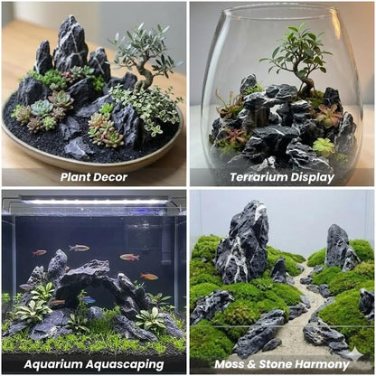 Natural Seiryu Rocks - Aquariums Stones with White Veins for Fish Tank, Aquariums, and Paludariums - Decorative Rocks for Terrariums, Vivariums, Reptile Enclosures, and Gardens (2lb/ 1kg - 5"-8") - size: 2lb/ 1kg - 5"-8"