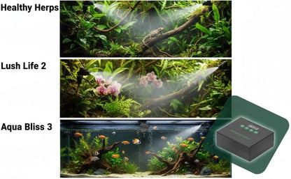 Automatic Reptile Misting System, Programmable Humidifier with Timer, 360 Degree Dual Nozzles, Terrarium Spray Kit, Self-Priming