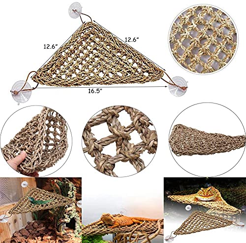 kathson Bearded Dragon Hammock Reptile Lounger Reptiles Plants Hanging Fake Vines Boston Climbing Terrarium Plant Lizard Tank Accessories Flexible Leaves Decor for Chameleon Gecko Snakes