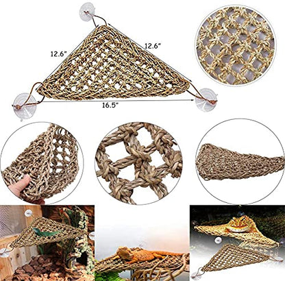 kathson Bearded Dragon Hammock Reptile Lounger Reptiles Plants Hanging Fake Vines Boston Climbing Terrarium Plant Lizard Tank Accessories Flexible Leaves Decor for Chameleon Gecko Snakes