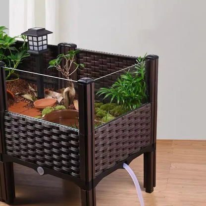 Elevated Turtle Habitat Box, Black Woven Design, 2-Tier Elevated Combination, with The Option to Increase The Number of Combinations, Turtle Habitat, Breeding Box