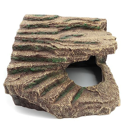 Resin Reptile Hideouts Cave Habitat Decor for Gecko Leopard Lizards Toad Turtle (B- Extra Large)