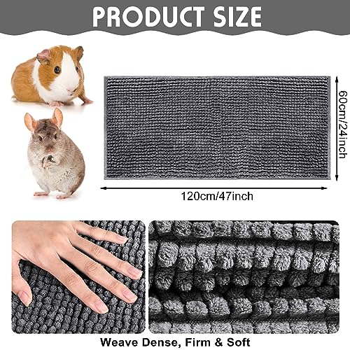 Amylove 4 Pcs Guinea Pig Cage Liner 47 x 24 Inch Washable Chenille Pee Pads Pet Dog Cat Bedding Training Mat Reusable for Small Animals Puppy Bunny Hamster Chinchilla - color: Dark Gray, size: 47 x 24 Inch, style: Low Pile Chenille