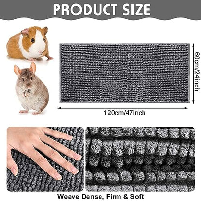 Amylove 4 Pcs Guinea Pig Cage Liner 47 x 24 Inch Washable Chenille Pee Pads Pet Dog Cat Bedding Training Mat Reusable for Small Animals Puppy Bunny Hamster Chinchilla - color: Dark Gray, size: 47 x 24 Inch, style: Low Pile Chenille