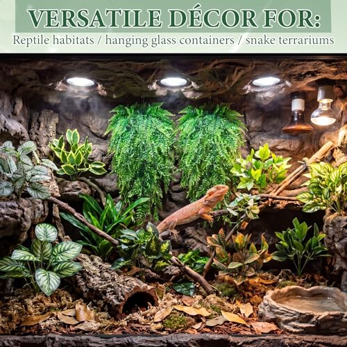Suncalla 12 Pcs Reptile Plants Terrarium Hanging Plant Vines Artificial Leaves with Suction Cups Climbing Foliage for Bearded Dragon Lizard Gecko Snake Tank Accessories Decor(Petite Leaf Series) - style: Petite Leaf Series