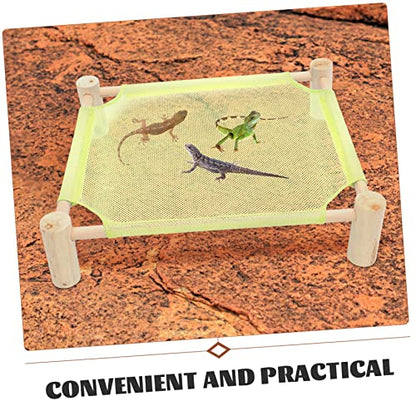 BESPORTBLE Bearded Dragon Swing Hammock Large Lizard Swing Bed Wooden Reptile Bed for Basking Creative Reptile Hammock