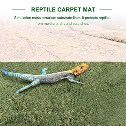 Mikikit 2pcs Tortoise Carpet Moss Reptile Mat Durable Washable Liner for Lizard Supplies for Amphibians and Turtles Substrate for Reptile Health