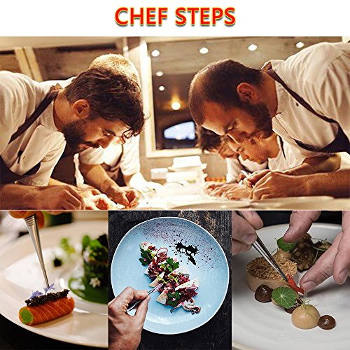 Kitchen Cooking Tweezers Culinary,3 Piece Set Stainless Steel Tweezer Precision Tongs Offset Tip for Cooking Food Design styling(6.3-Inch)