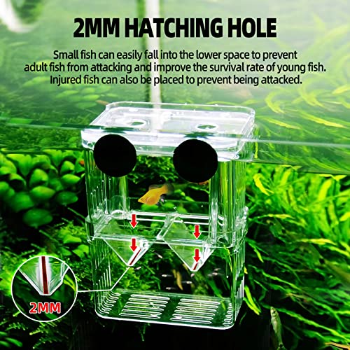 Breeding Box for Fish Tank, Aquarium Hatchery Incubator Breeder Box, Isolation Divider Hatching Boxes for Small Baby Fishes Shrimp Clownfish and Guppy - size: S - 3.11*2.71*4.25 IN