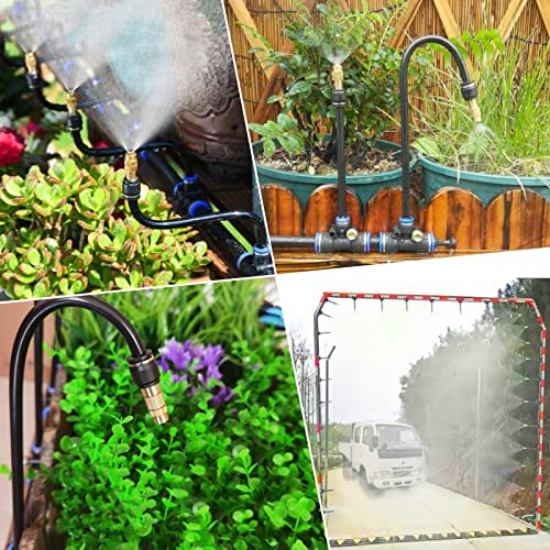50FT Drip Irrigation Kit, Automatic Garden Watering System with Tool-Free Quick Connectors, 360° Bending Drippers & Copper Misting Nozzles for Greenhouse, Patio, Lawn & Vegetable Garden. (15M) - size: 15M