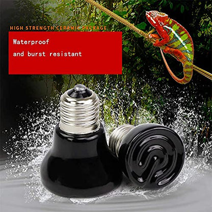 4-Packs 50W Black Ceramic Heat Lamp Mini Reptile Heat Lamp Bulbs E26/E27 110V Infrared Reptile Heat Emitter Heater Lamp Bulb No Light Lamps for Lizard Brooder Coop Aquarium Lizard Turtle