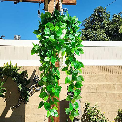 Artificial Hanging Plants 2pcs Fake Hanging Ivy Plants UV Resistant Plastic