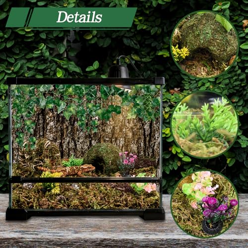 8 Pcs Reptile Hides and Caves Leopard Gecko Tank Accessories Bendable Moss Vine for Reptiles Fake Leaves Potted Plants for Terrarium Vivarium Hide
