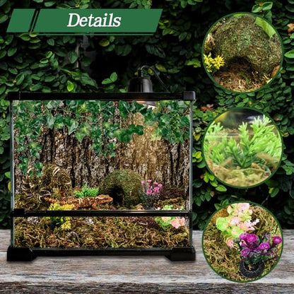 8 Pcs Reptile Hides and Caves Leopard Gecko Tank Accessories Bendable Moss Vine for Reptiles Fake Leaves Potted Plants for Terrarium Vivarium Hide