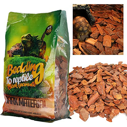 flexman 1Bag Reptile Bark Chips, 650g Forest Terrain Bark Fine Chips Bedding Brick for Lizards Tortoises Snakes Geckos Frogs (Brown) - size: Large particles