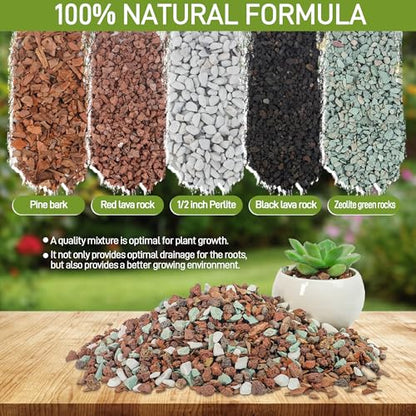 Bonsai Soil 4QT,Fast Draining Organic Potting Soil Mix Perlite,Lava,bark,Volcanic Rock,Green Zeolite,Premium Pre Mixed Bonsai Soil for Potted Plants - size: 4 Quart