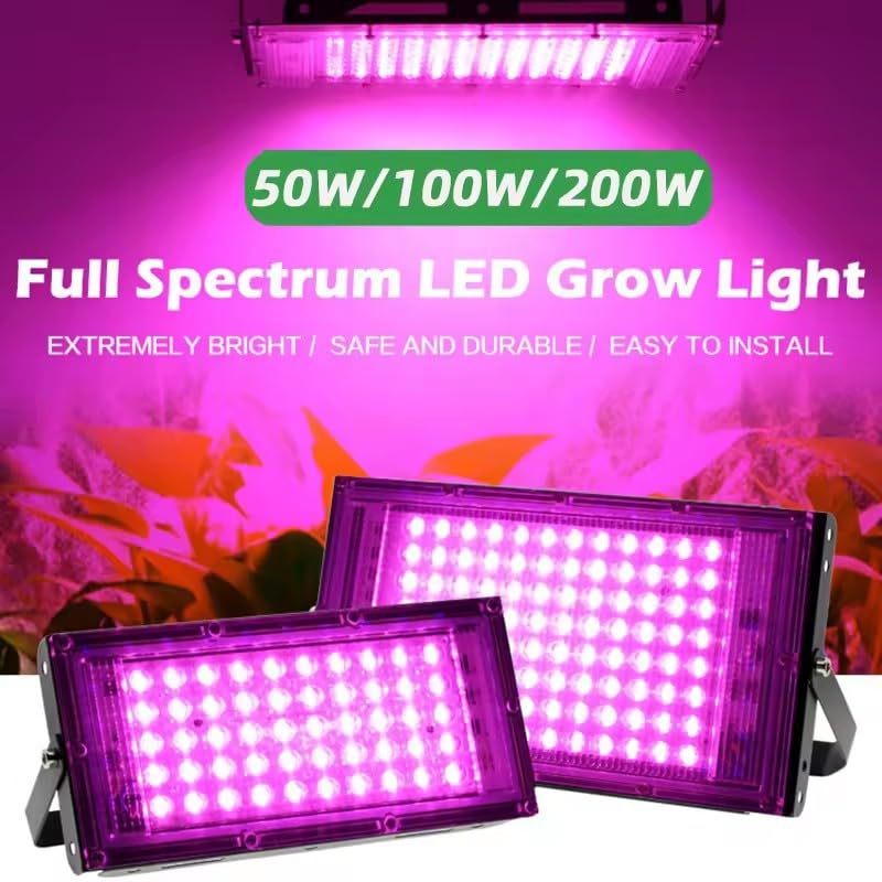 Grow Lights for Indoor Plants, LED Full Spectrum Grow Light with 150° Rotation Panel for Succulents, Seed Starting, Waterproof Plant Light for Indoor Gardening, Greenhouse & Hydroponics, 50 LED Chip - size: 4.9 × 1.2 × 9.1