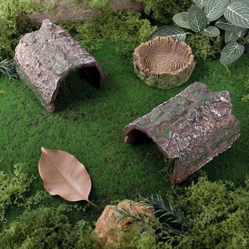 Mygeromon Reptile Hides Leopard Gecko Hideout Resin Caves Tank Accessories Decor 2 Pcs