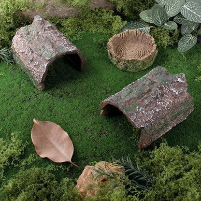 Mygeromon Reptile Hides Leopard Gecko Hideout Resin Caves Tank Accessories Decor 2 Pcs
