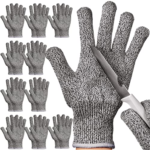 Chuarry 10 Pairs Cut Resistant Gloves Cutting Proof Gloves Level 5 Protection Kitchen Cuts Glove for Shucking Fish - size: Medium