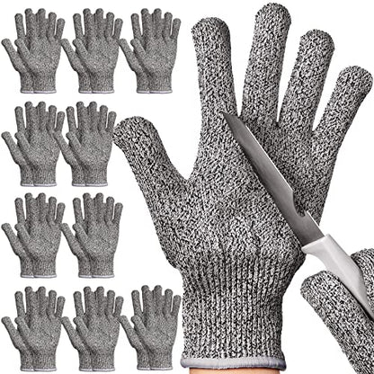 Chuarry 10 Pairs Cut Resistant Gloves Cutting Proof Gloves Level 5 Protection Kitchen Cuts Glove for Shucking Fish - size: Large