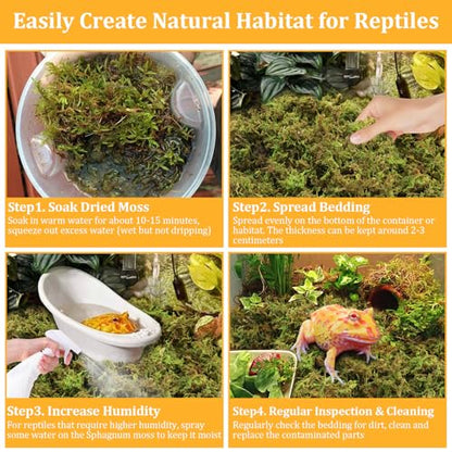 Legigo 1.3LB Sphagnum Moss for Reptile- 24 QT Natural Reptile Moss Terrarium Moss Substrate, Snake Tank Moss Peat Moss Reptile Bedding for Snake, Gecko, Ball Python, Frog and Orchids Plants - size: 1.3LB