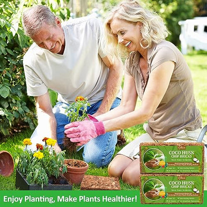 Riare 4 Pack Coco Chips Substrate for Plants- 4.4lb 100% Organic Coconut Husk Brick with Low EC and pH Balanced, High Expansion Coconut Substrate Coco Husk Mulch for Garden Flowers, Herbs, Planting - color: 4 Pack