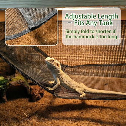 2 Pack Bearded Dragon Hammock,Breathable Mesh Collapsible Reptile Hammock Lounger Climbing Tank Accessories for Lizard Gecko Snakes Axolotls Chameleon (Black) - color: Black