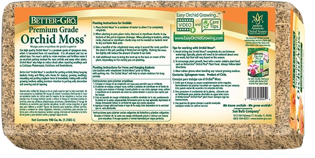Better-Gro Premium Grade Orchid Moss - 100% Natural, Imported Sphagnum Moss for Orchids, Ferns, and Hostas, Excellent for Hanging Baskets and Propagating Plants - 190 Cubic Inches - size: 190 cu. in.
