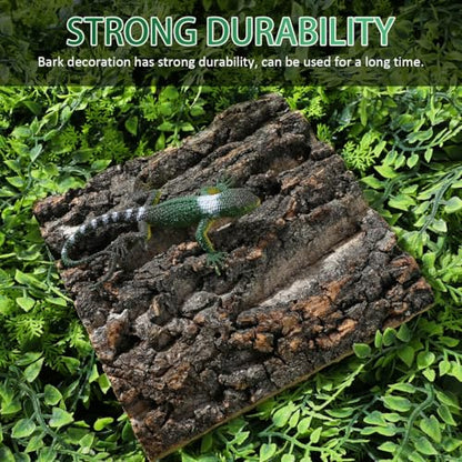 DOITOOL 4 PCS Reptile Tree Bark Reptile Hides, 5.9”x5.9” Natural Cork Bark Wood Climbing Mat Habitat Decoration for Tank Backdrop Climbing Wall Terrarium Decor for Lizard Geckos Tortoise