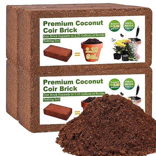 Organic Coco Coir 4 Pcs Compressed Coconut Coir Bricks Coconut Fiber Husk Substrate Mulch Coconut Bark Core Growing Medium Peat Moss Soil High Nutrition for Plants Gardening Seed Starting Soil Mix - color: Pack of 4