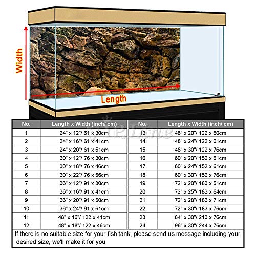 Rock Wall Aquarium Background Poster PVC Fish Tank Decor Landscape 24 36 48 72 (36" x 20"/ 91 x 50cm) - size: 36" x 20"/ 91 x 50cm