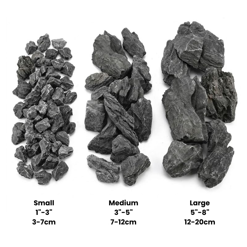 Natural Seiryu Rocks - Aquariums Stones with White Veins for Fish Tank, Aquariums, and Paludariums - Decorative Rocks for Terrariums, Vivariums, Reptile Enclosures, and Gardens (4.5lb/ 2kg - 5"-8") - size: 4.5lb/ 2kg - 5"-8"