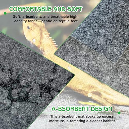 Tfwadmx Reptile Carpet, 4 Pack of Bearded Dragon Mat Terrarium Bedding Substrate Liner Reptile Mat for Snake Turtle Lizard Geckos Hermit Crabs (20'' X 12'')