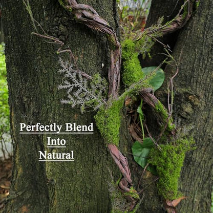 1Pcs 78.9inch Large Bendable Artificial Tree Branches Moss Sturdy Hanging Plants Leaves Grape Vines Thick Tree Trunk Twigs Greenery Stems Cherry Blossom Garland for Halloween Outdoor Forest Decor