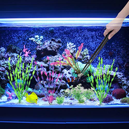 Aquarium Tweezers Extra Long 15 inches, Luxiv Stainless Steel Straight and Curved Tweezers 38cm Extra Long Tweezers for Fish Tank Plant Aquascape Tools, Feeding Tongs (15 inches, Black) - color: Black