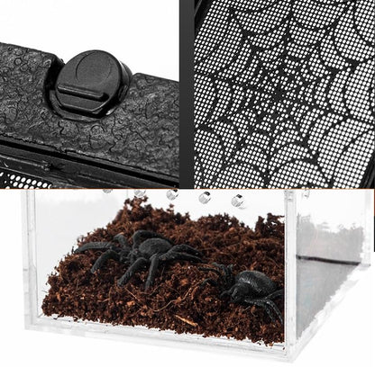 3.5x2.5 inch Pet Spider Box Reptile Crawling Pet Feeding Lizard Silkworm Baby Scorpion Unicorn Beetle Insect House Black Acrylic Box