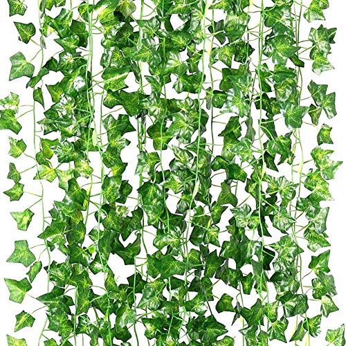 168 Feet Artificial Ivy Leaf Plants Fake Vine Hanging Garland Greenery Foliage for Home Kitchen Garden Office Wedding Wall Decor (Ivy/24 Strands) - color: Ivy/24 Strands