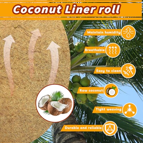 Hamiledyi 78.7x15.7in Reptile Carpet Coconut Fiber Substrate Large Snake Bedding Coco Liner Roll Mat for Bearded Dragon Tortoise Lizard Habitat Pad Garden Decoration - size: 15.7x78.7inch