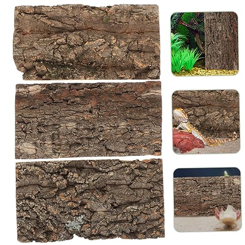 Happyyami 4pcs Fish Tank Landscaping Gecko Tank Backdrop Cork Bark Background Reptile Habitat Decoration Reptile Wooden Cork Tile Aquarium Decor Reptile Tank Natural Cork Bark Crawl 3D