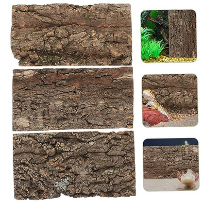 Happyyami 4pcs Fish Tank Landscaping Gecko Tank Backdrop Cork Bark Background Reptile Habitat Decoration Reptile Wooden Cork Tile Aquarium Decor Reptile Tank Natural Cork Bark Crawl 3D