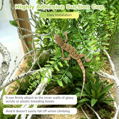 PINVNBY 8 PCS Reptile Plants Terrarium Decor Hanging Fake Vines with Suction Cup Artificial Leaves Bearded Dragon Tank Accessories for Lizards Geckos Snake Hermit Crab - size: 8PCS