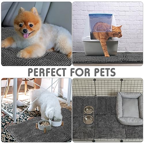 Amylove 4 Pcs Guinea Pig Cage Liner 47 x 24 Inch Washable Chenille Pee Pads Pet Dog Cat Bedding Training Mat Reusable for Small Animals Puppy Bunny Hamster Chinchilla - color: Dark Gray, size: 47 x 24 Inch, style: Low Pile Chenille