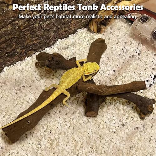 VCEPJH Snake Climbing Branch, 2Pcs Reptile Wood Natural Cork Log Tank Accessories Tree Trunk for Chameleon Bearded Dragon Gecko Snake Frog Spider(11.8 inches) - size: Grape Wood (S:11.8"-2pcs)