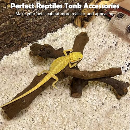 VCEPJH Snake Climbing Branch, 2Pcs Reptile Wood Natural Cork Log Tank Accessories Tree Trunk for Chameleon Bearded Dragon Gecko Snake Frog Spider(11.8 inches) - size: Grape Wood (S:11.8"-2pcs)