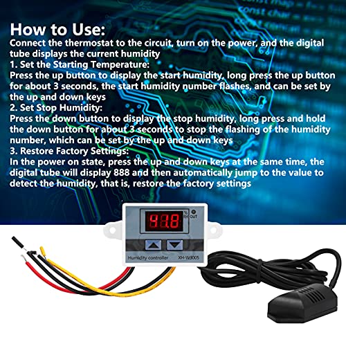 Hilitand Digital Humidity Controller LED Hygrometer Sensor DC24V 240W 10A with ABS Shell for Accurate Humidity Measurement and Direct Output