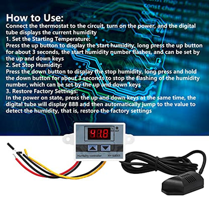 Hilitand Digital Humidity Controller LED Hygrometer Sensor DC24V 240W 10A with ABS Shell for Accurate Humidity Measurement and Direct Output