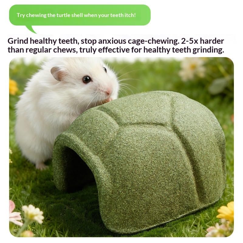 Natural Hamster Chew Toys, Turtle Shell Shape Hideaway, 5x4 Inches Wooden House with Safe Material, Eco Friendly Small Animal Shelter, Pet Cage Accessory Fun Design, Chewing Toy for Gerbil Chinchilla